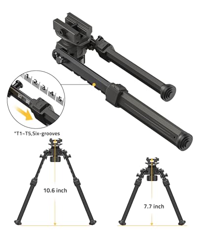 Picatinny Bipod for Rifle Sling Stud Bipod with Adapter Sturdy | Alloy Steel & Polymer, Multi-Compatible