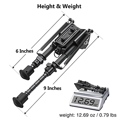 6-9 Inches Bipod with Adapter for M-Rail | Carbon Fiber, High-Strength Lightweight Rifle Bipod