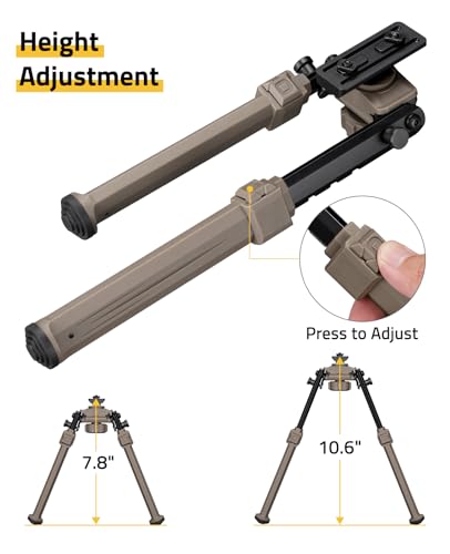 Bipods for Rifles Sturdy Rifle Bipod Compatible with M-Rail Portable | 360° Rotatable and Tiltable, 6 Height Settings