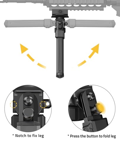 Picatinny Bipod for Rifle Sling Stud Bipod with Adapter Sturdy | Alloy Steel & Polymer, Multi-Compatible
