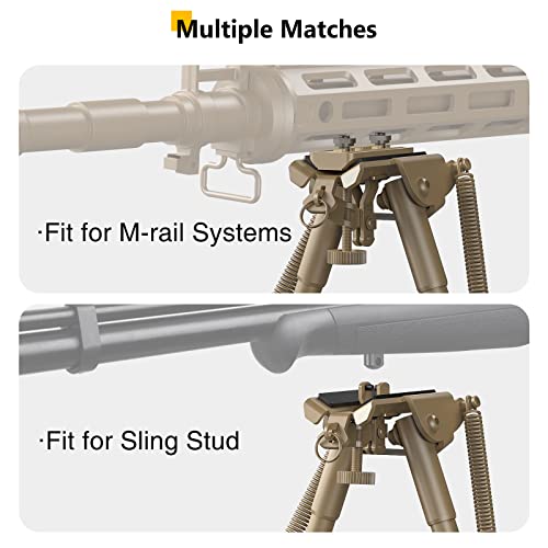 6-9 Inches Bipod with Adapter for M-Rail | Aluminum Alloy & Hardened Steel, Spring-Tension Legs