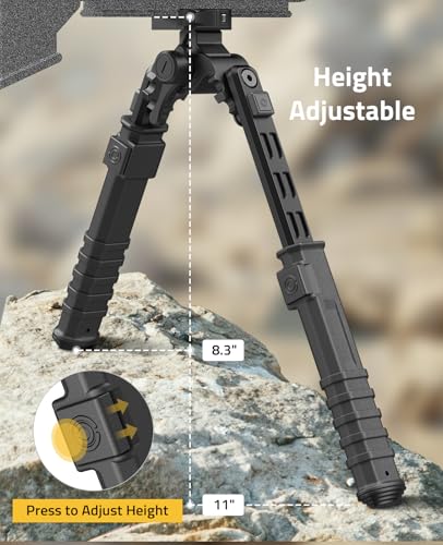 Rifle Bipod with Tiltable Head Bipods for Rifles | Quick Release Picatinny, S-Lock Tilt Head, 6 Height Settings