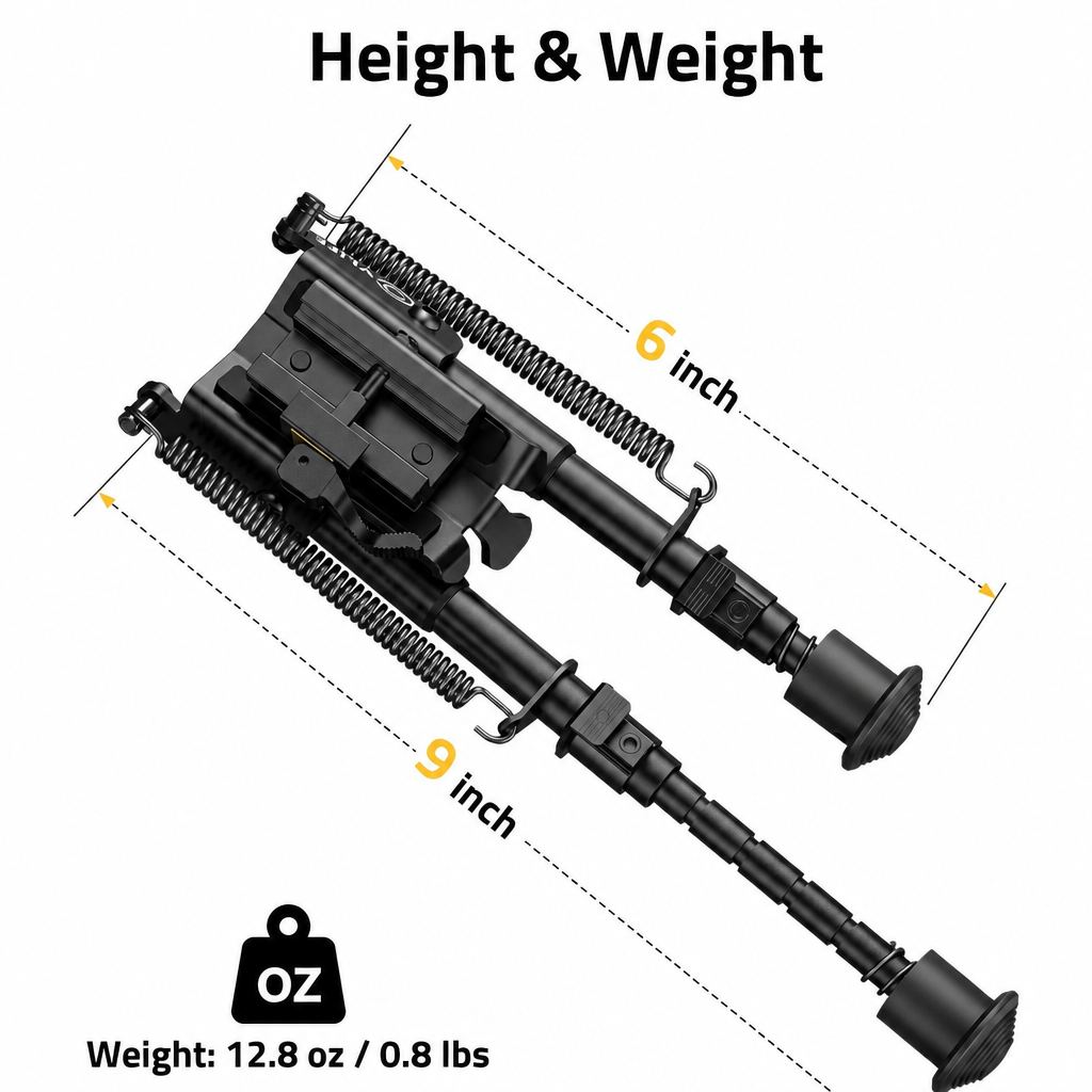 Rifle Bipod 6-9 Inches Picatinny with Quick Release Adapter