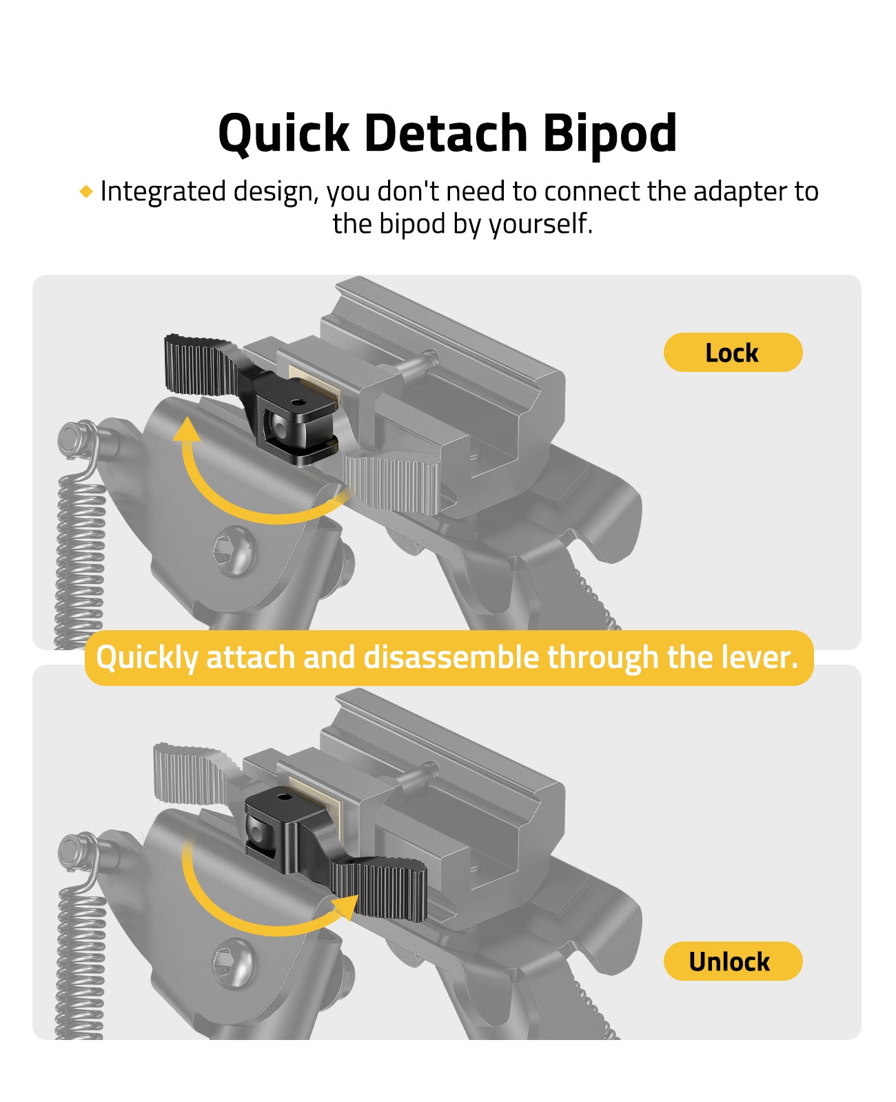 Rifle Bipod 6-9 Inches Picatinny with Quick Release Adapter