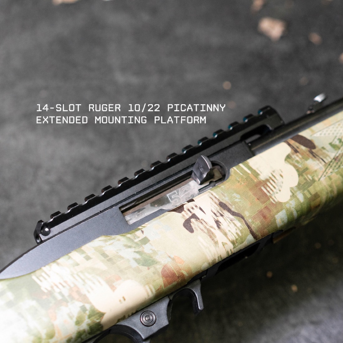 Ruger 10/22 Extended 14 Slot Picatinny Rail Mount for Scopes and Optics