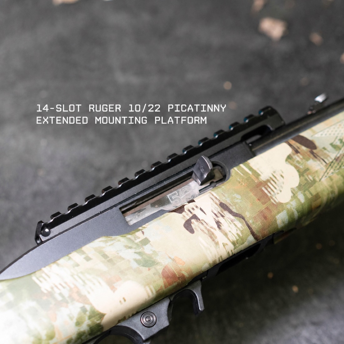 Ruger 10/22 Extended 14 Slot Picatinny Rail Mount with Level Bubble