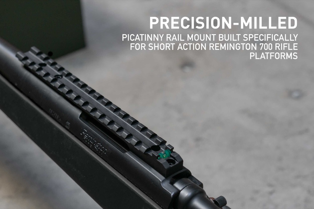 Remington 700 Short Action 17-Slot Rail with Level