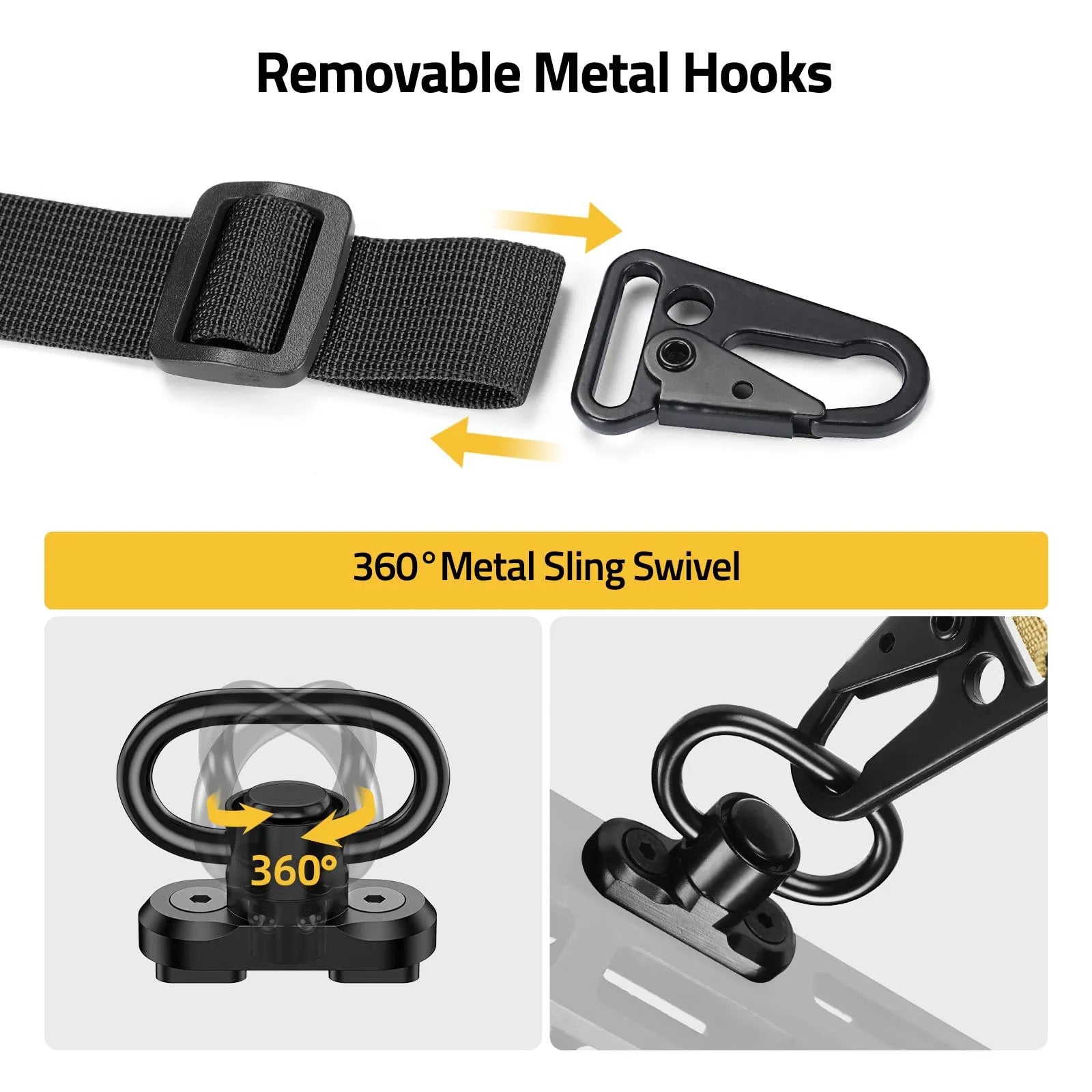 Two Point Sling Quick Adjust Rifle Sling 2-Pack Gun Swivels